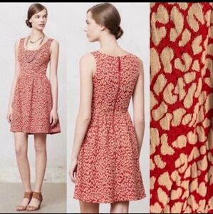 MAEVE ANTHROPOLOGIE Caldera Leopard Animal print fit & flare dress Large